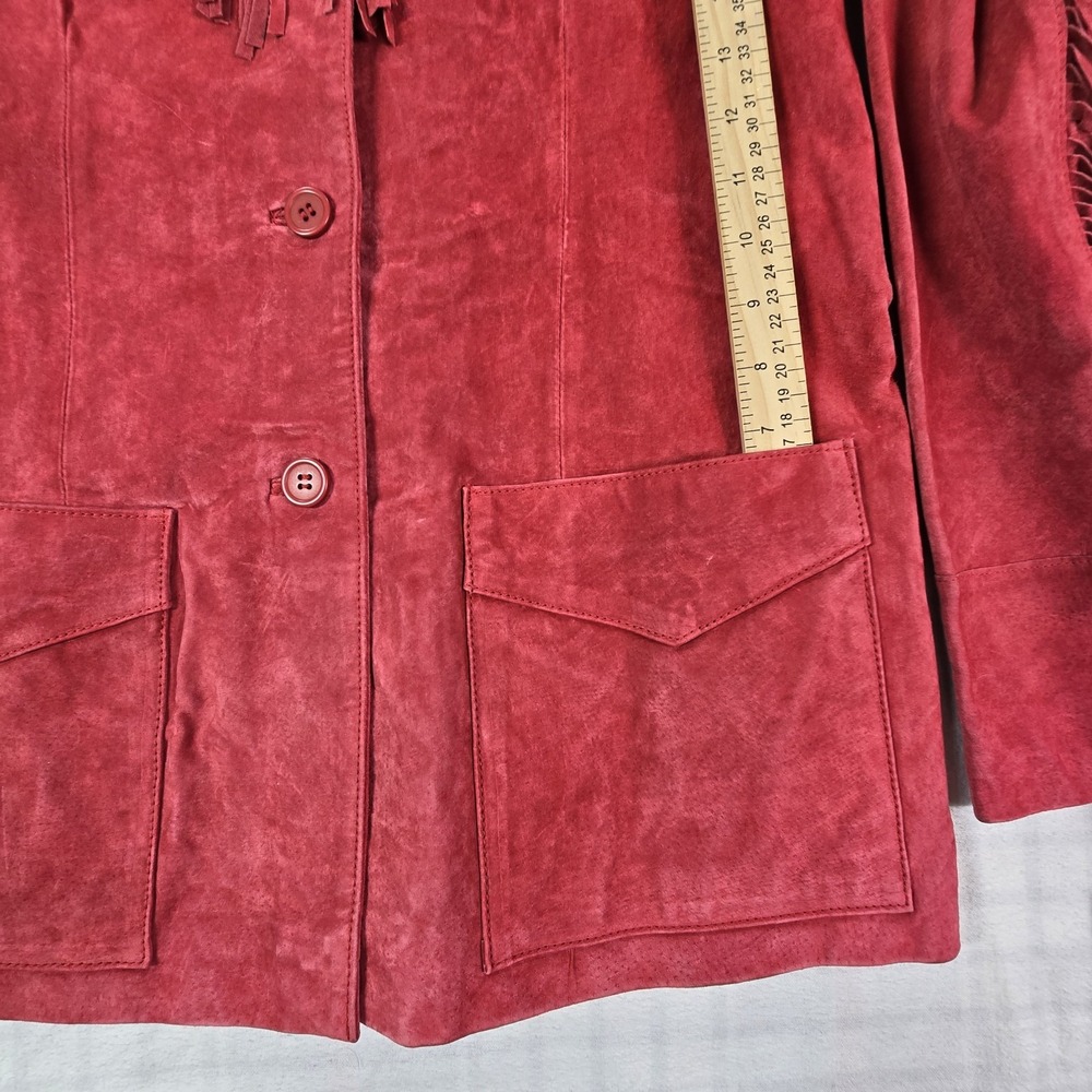 Denim&Co Red Suede Fringe Jacket - Picture 6 of 14